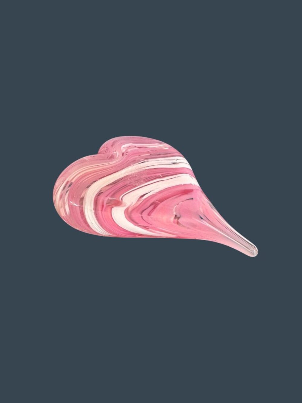 Pink White Swirl Art Glass Heart Paperweight Murano Style Valentine Decor - Picture 6 of 7